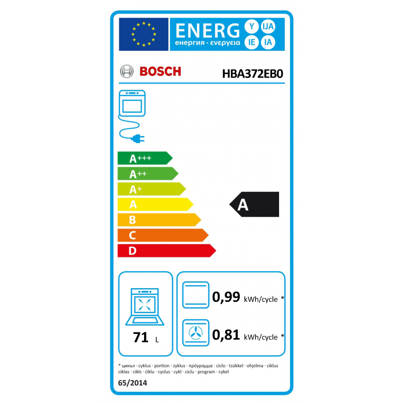 Horno Bosch HBA372EB0 Negro - qubbos