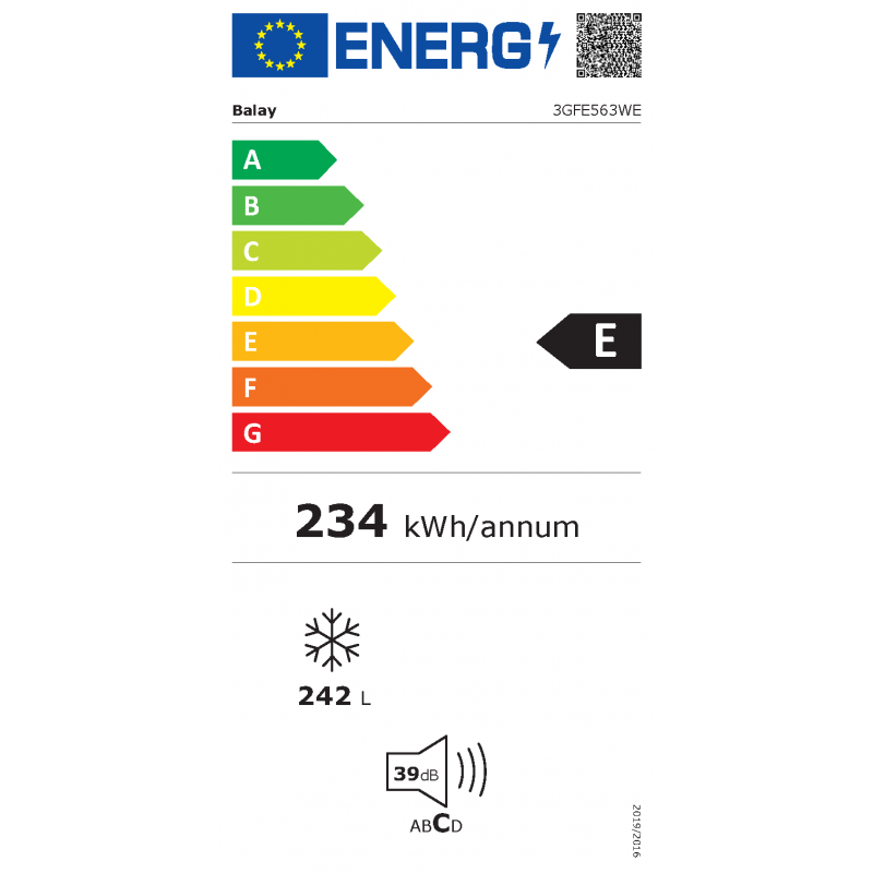 Congelador vertical 1 puerta Balay No Frost - 3GFE563WE